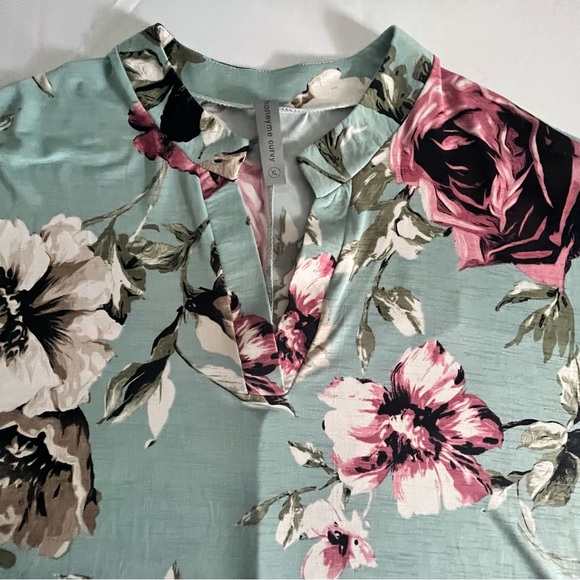 Honeyme Curvy Women’s Floral Print 3/4 Sleeve Blouse Tunic Top Shirt XL - Picture 4 of 12